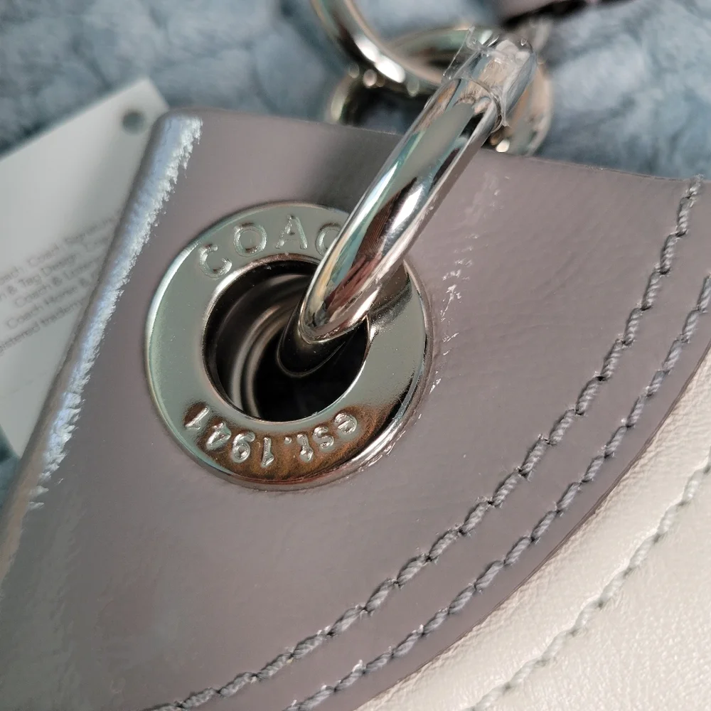 Coach Penelope Leather Hobo Shoulder Bag Ivory Gray Accents Large F18889 Flaw